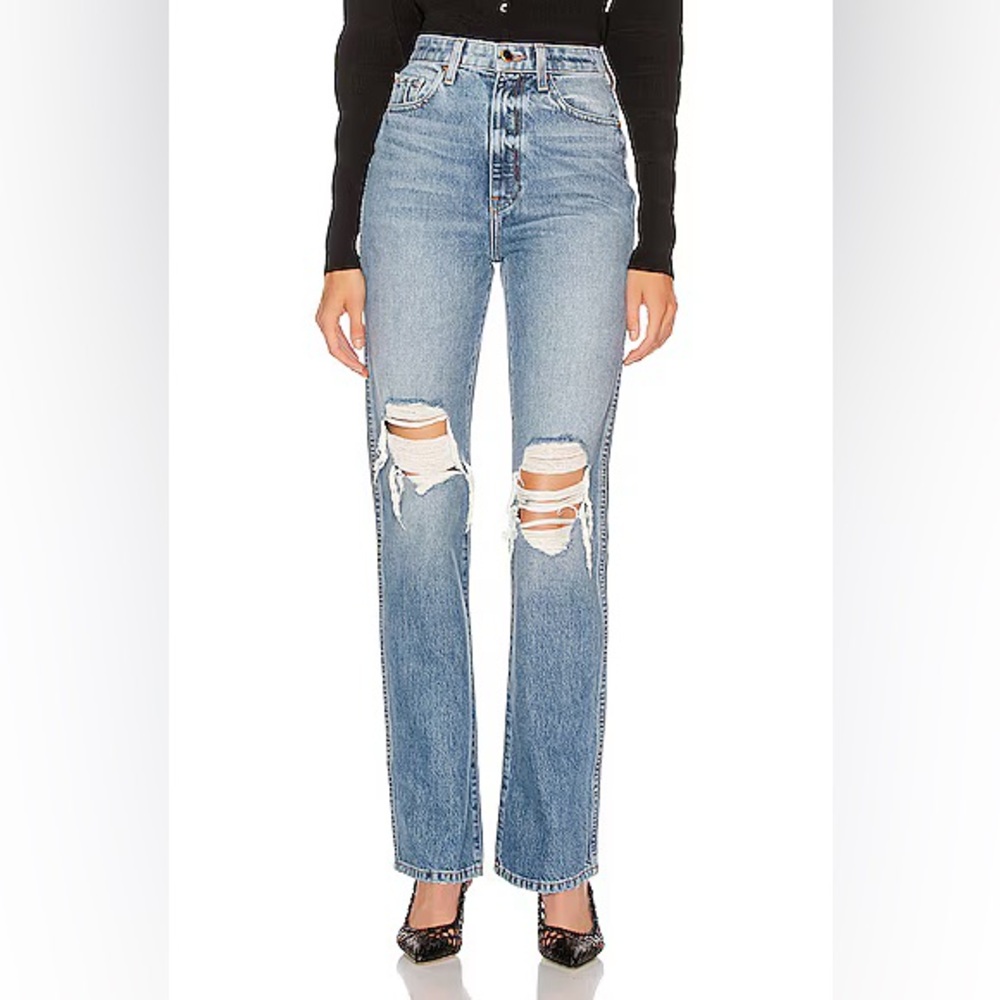 NWOT Khaite Danielle High-Waisted Distressed Jeans Size: 31